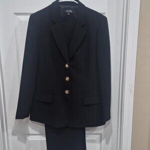 Kasper Women’s Black Blazer & Slacks Suit Set – Classic Gold Button (Sz 12)